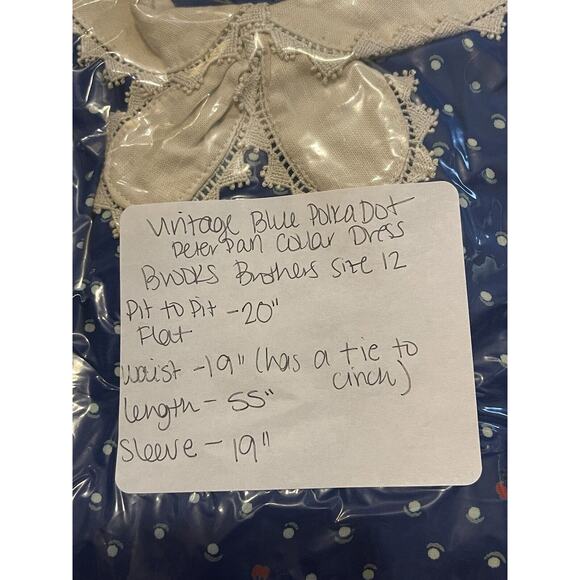 Vintage Blue Dress Polka Dots Peter Pan Collar Whimsical Rare Find - Picture 4 of 16